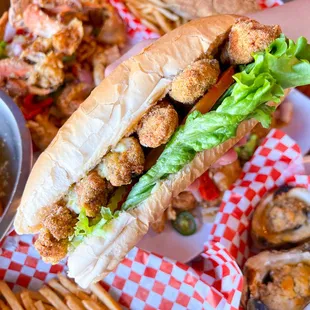 Oyster Po&apos; Boy in our custom-made French Baguette