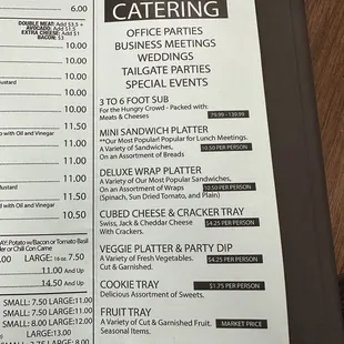 Catering Menu October 2023