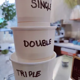 The cup sizes