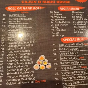 menu