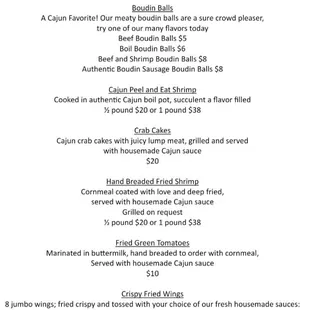 Screenshot of menu from their website.