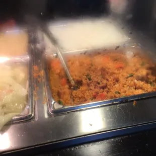 a close up of a buffet