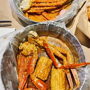 Snow crab and corn in ultimate sauce