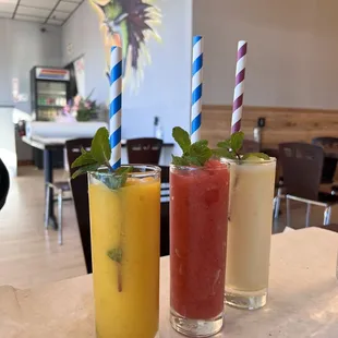 Mango, strawberry and pineapple smoothie