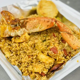 Jambalaya and Dungeness crab