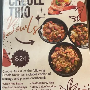 Creole Trio Menu