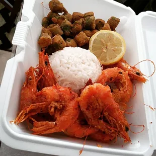 Pan Fried Shrimp &amp; Okra Plate $10.00

@cajuncafe