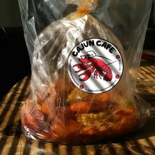 $20.00 Shrimp only boil: 1 dozen shrimps, 3 cut corn slices, 12 sausage slices 3 mini potaoes  Spice level: Mild @cajuncafe (instagram)