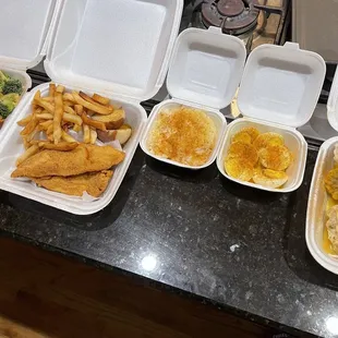 Fried catfish and seasoned rice with seasoned boiled eggs