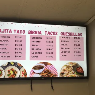 Taco Menu