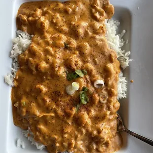 Cream sauce seafood étouffée.