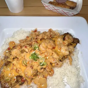 Loaded blackened fish and seafood egg rolls