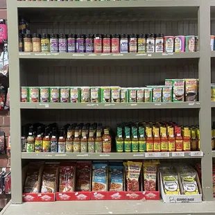 a display of canned food