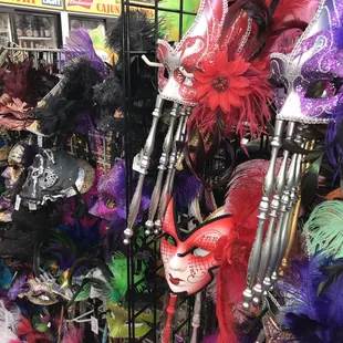 a variety of carnival masks