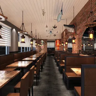 interior, sushi and sashimi