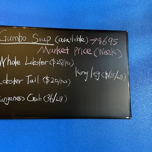a menu for a snack