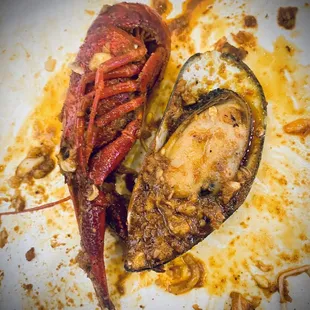 Crawfish and Mussels were big and tasty