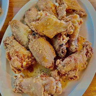  a plate of chicken wings