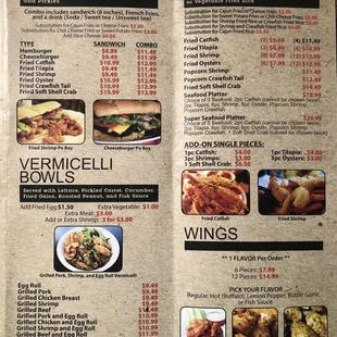 Current menu/prices