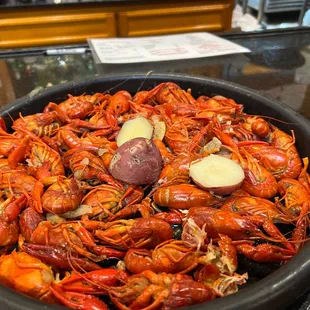 a bowl of cajun craws