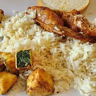 Stuffed wings and white rice