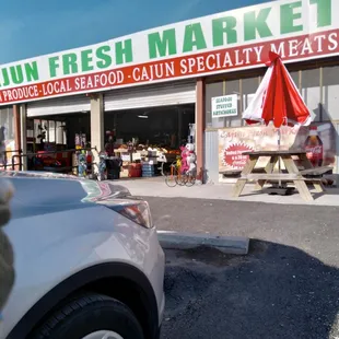 a car parked in front of a store