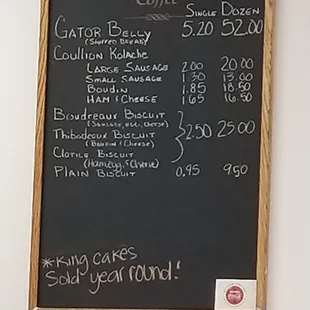 a menu on a blackboard