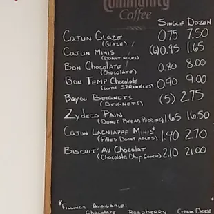a menu on a blackboard