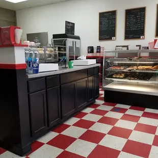 a checkered floor in a restaurant