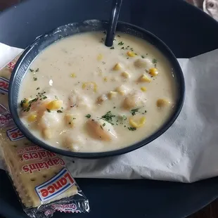 Shrimp and corn soup. Very watery.