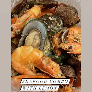 Seafood combo with lemon pepper sauce