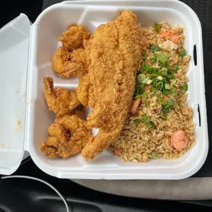 1 fish, 6 shrimp option with fried rice.