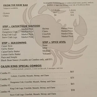 Cajun King Menu