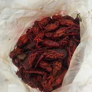 A bag of 6lb worth of crawdads