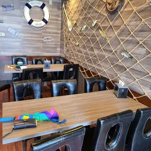 Inside the restaurant. These are the only tables and chairs available for dine-in