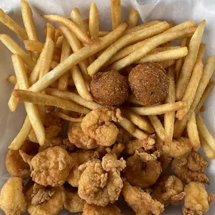 Fried Shrimp with Fries. Shrimp was somewhat hard