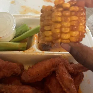 Little fried corn that comes with the wings... so good.