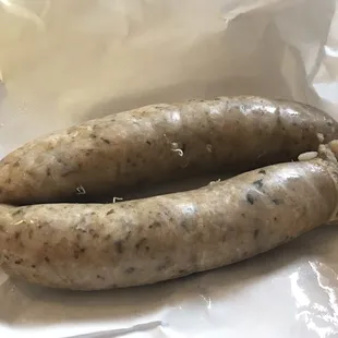 two sausages on a piece of paper