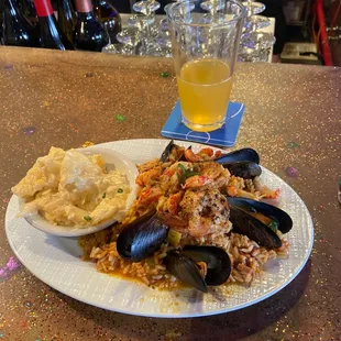Seafood &amp; chicken jambalaya and smothered cabbage!