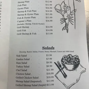 a menu for a seafood restaurant