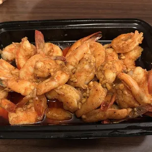 1 lb of Spicy Peeled Shrimp !!! It is friggin spicy !!! But it&apos;s a lot of shrimp.