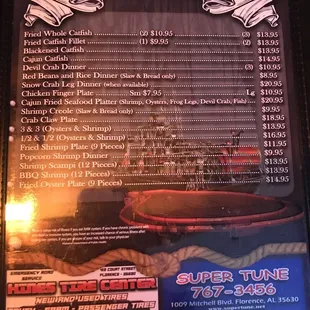 menu