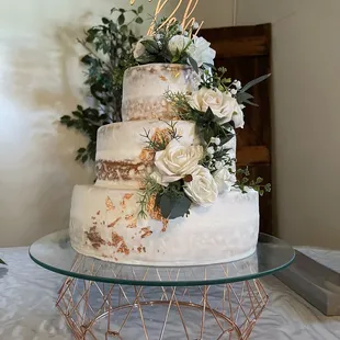 a three tiered wedding cake