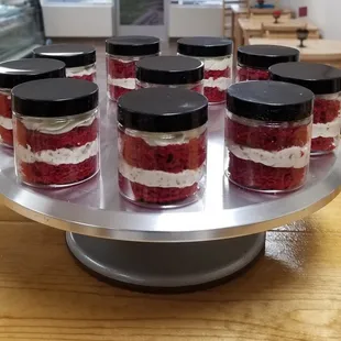 Deltas Dream Red Velvet Cake In A Jar. We have a variety of flavors!