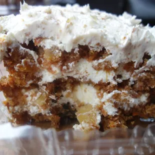 Carrot Cake with fresh Pineapple and Pecans filled and iced with Cream Cheese Buttercream