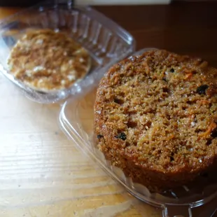 Carrot Cake with fresh Pineapple and Pecans filled and iced with Cream Cheese Buttercream (Top stuck to lid)