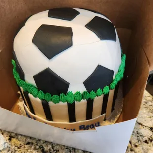 a soccer ball in a box