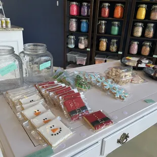 Decorated sugar cookies and decorating kits