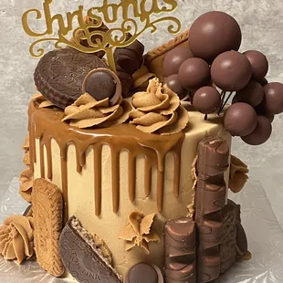 a cake decorated with chocolate and candy