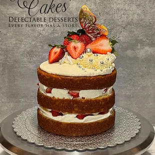 a cake with strawberries on top